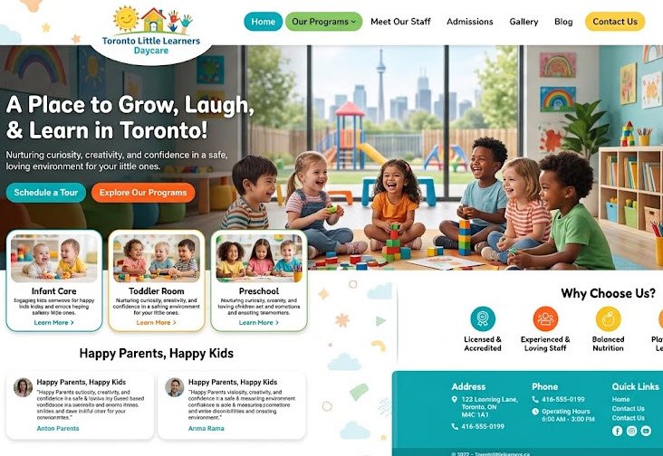 Toronto Little Learners Daycare website built by Mooka Marketing in Toronto