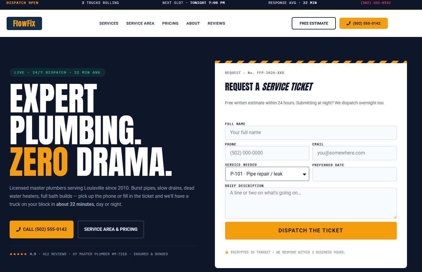 Toronto Plumbing Co. website built by Mooka Marketing in Toronto
